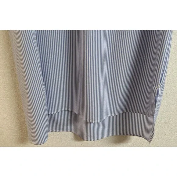 LINDARICO Blue/White Striped Cotton Blend Italian Midi Shirt Dress 40/US 4 - Picture 5 of 9